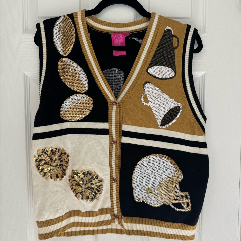 QUEEN OF SPARKLES Black and Gold Vest